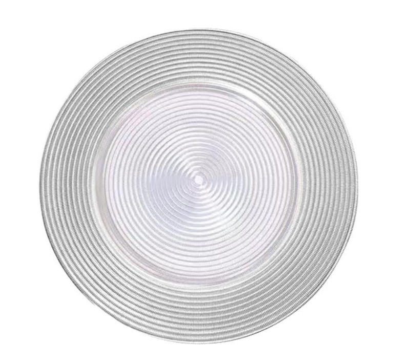 Πιατέλα Σερβιρίσματος Γυάλινη 33εκ. Onda Platino CRYSPO TRIO 80.038.05 (Υλικό: Γυαλί, Χρώμα: Ασημί ) - CRYSPO TRIO - 80.038.05